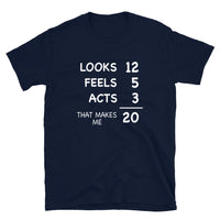 Funny 20th Birthday Shirt - Looks 12 Feels 5 Acts 3 - Cuccico Design