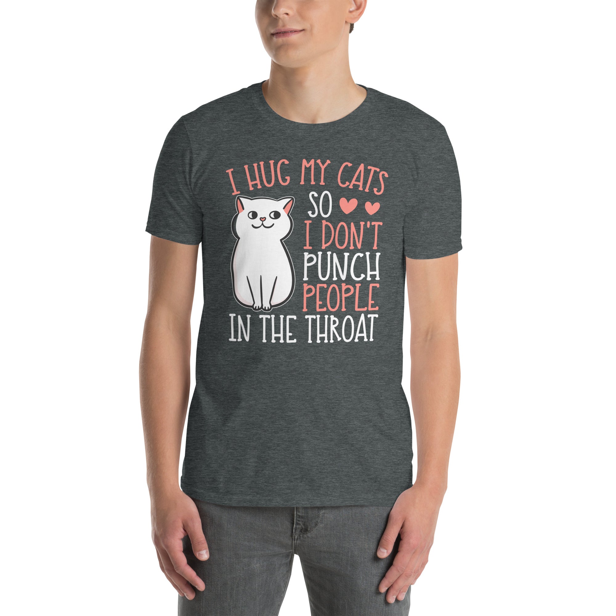 Funny Cat Shirt: I Hug My Cat So I Don't Punch People Tee - Cuccico Design