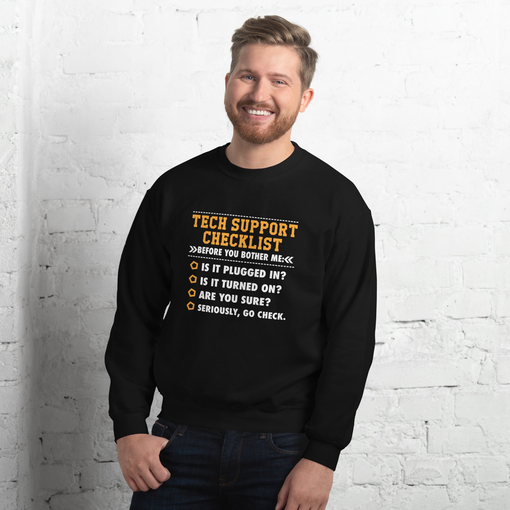 Funny Tech Support Checklist Sweatshirt | IT Support Gift - Cuccico Design