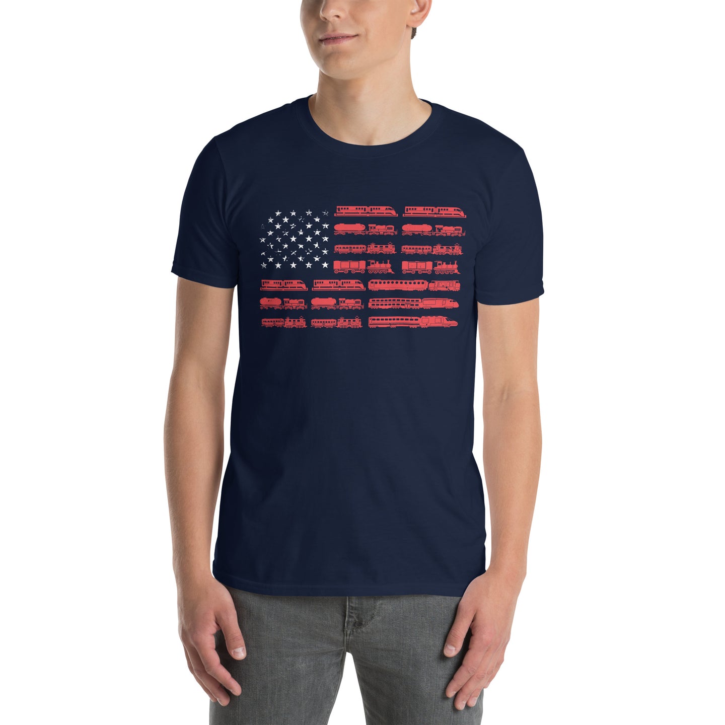 Vintage Train American Flag T-Shirt | Locomotive Gift - Cuccico Design