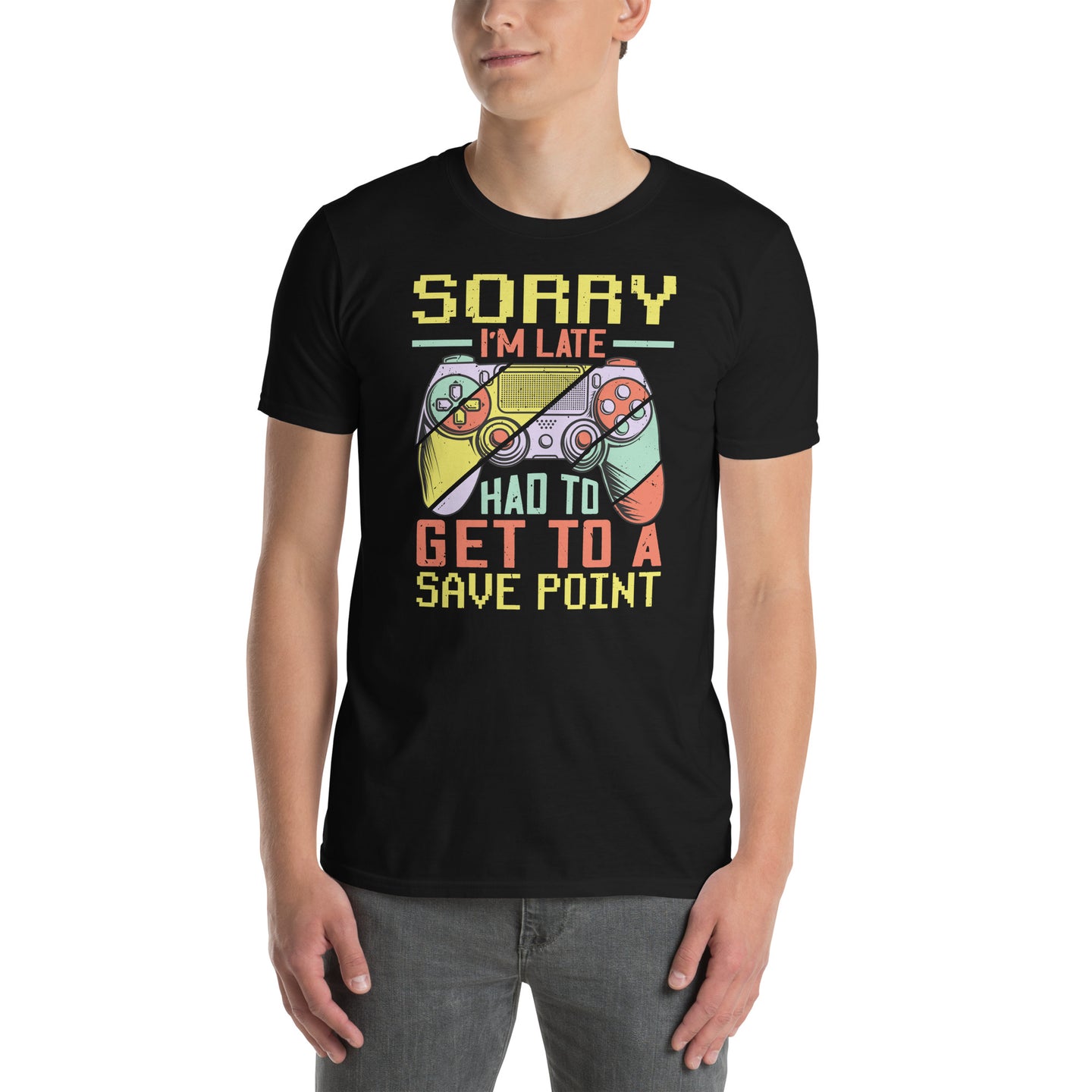 Funny Gamer Shirt: Sorry I'm Late Save Point T-Shirt - Cuccico Design