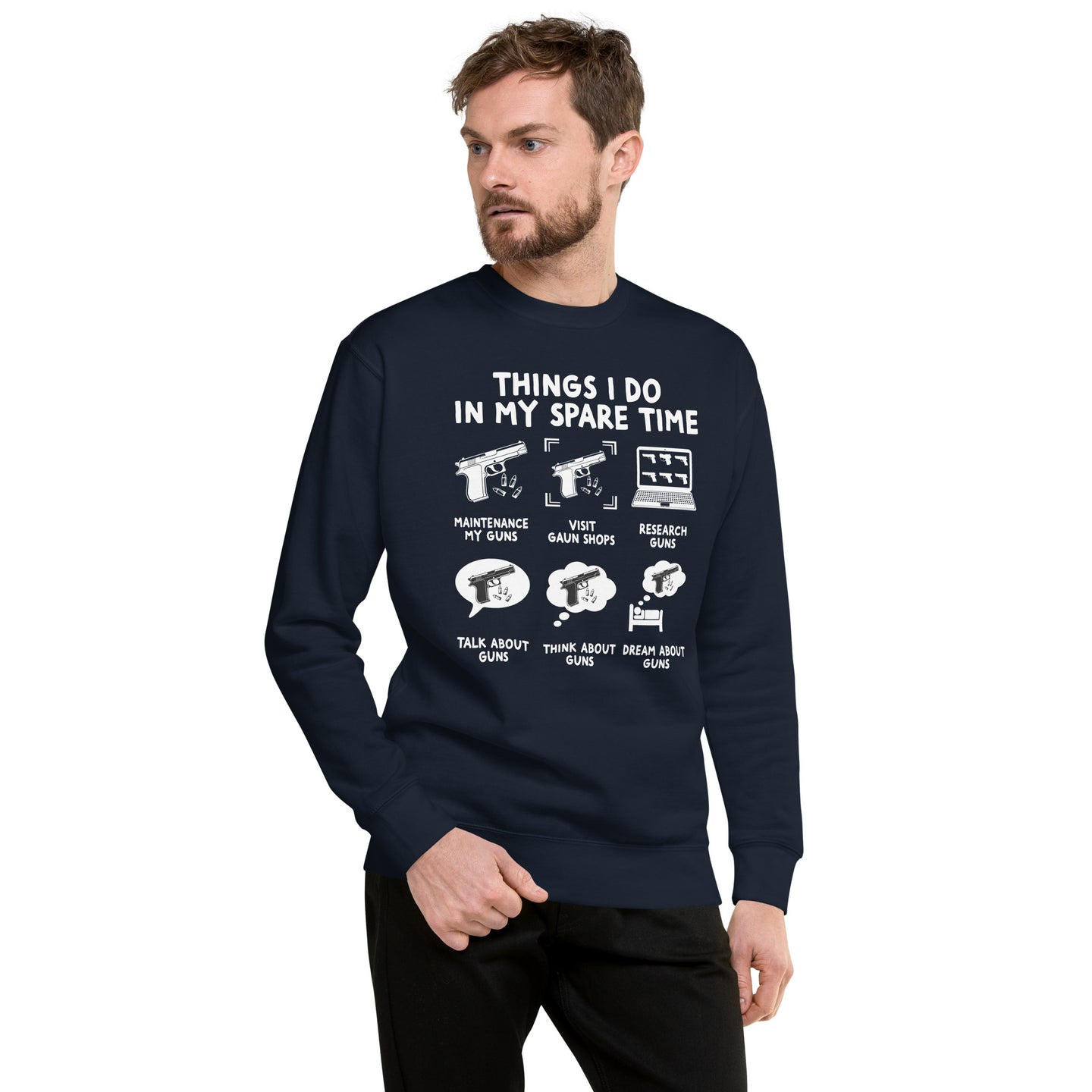 Funny Gun Enthusiast Sweatshirt - Things I Do In My Spare Time - Cuccico Design