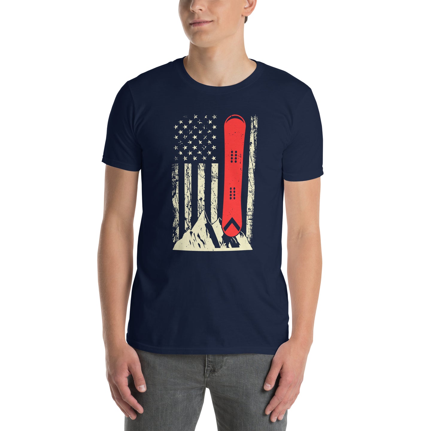 Snowboarding American Flag T-Shirt | Unisex Snowboard Tee - Cuccico Design