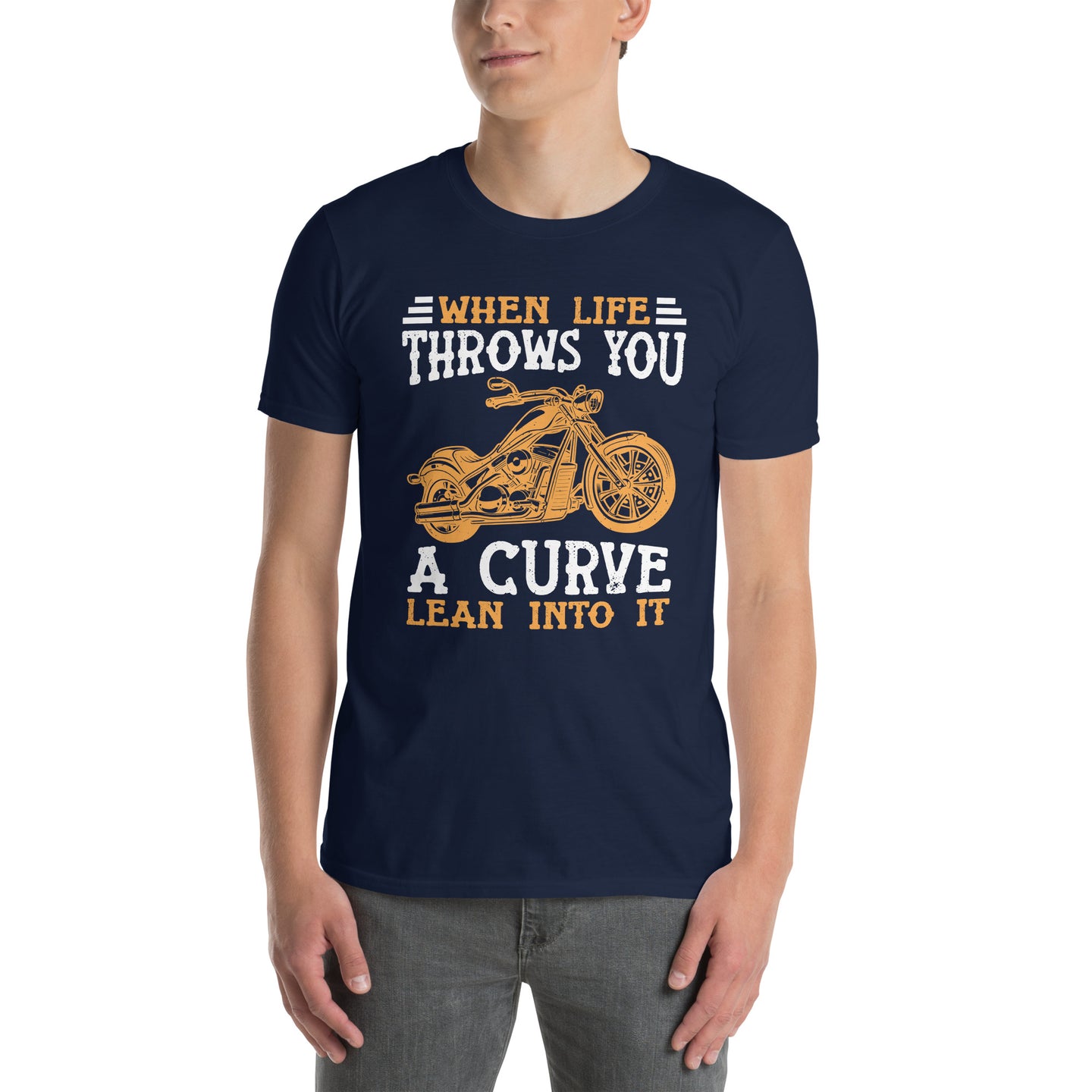 Funny Motorcycle T-Shirt - When Life Throws You A Curve Lean Into It - Cuccico Design