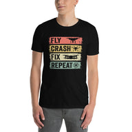 Drone Pilot T-Shirt Gift | Fly Crash Fix Repeat Funny Shirt - Cuccico Design