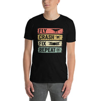 Drone Pilot T-Shirt Gift | Fly Crash Fix Repeat Funny Shirt - Cuccico Design