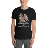 Easily Distracted Dragon & Books T-Shirt | Book Lover Gift - Cuccico Design