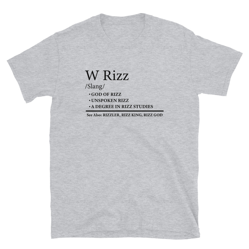 W Rizz Meaning Definition Funny Meme T-Shirt - Cuccico Design