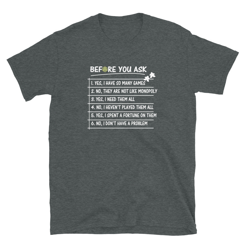 Funny Board Game T-Shirt - Yes I Have So Many Games - Cuccico Design