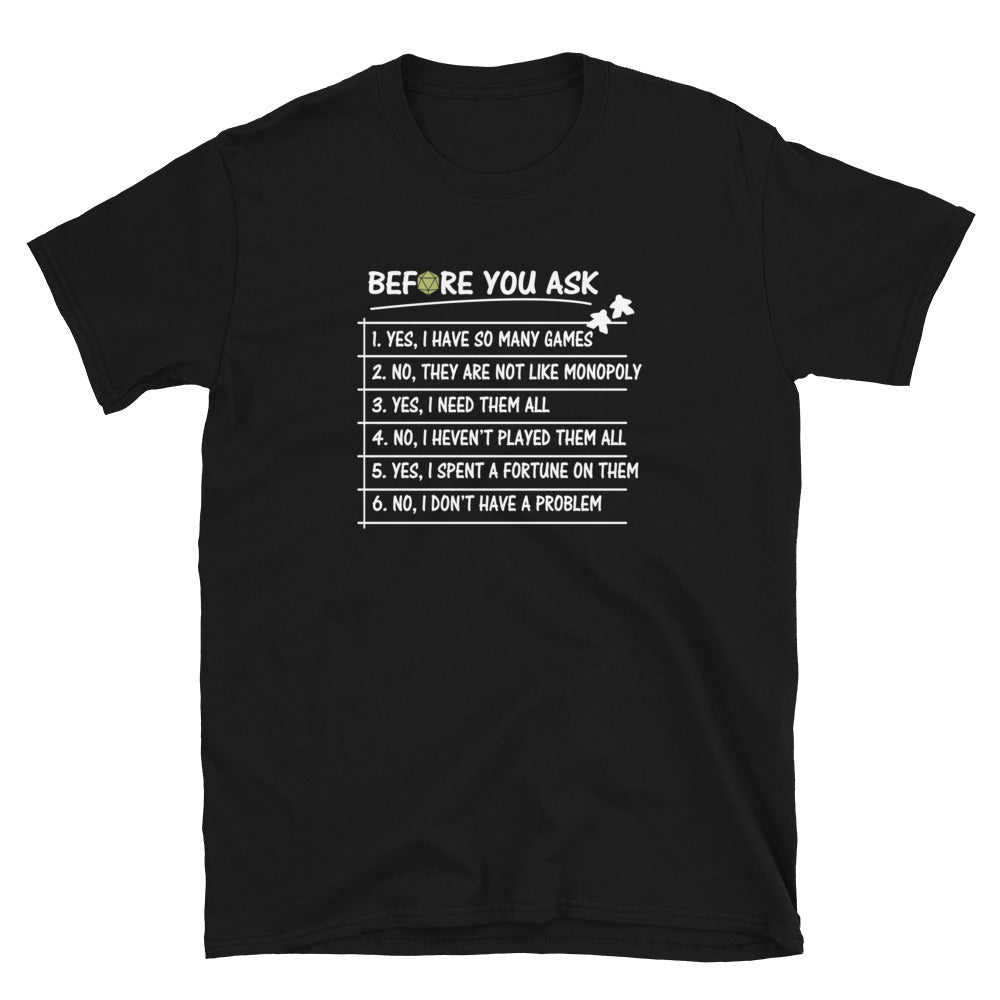 Funny Board Game T-Shirt - Yes I Have So Many Games - Cuccico Design