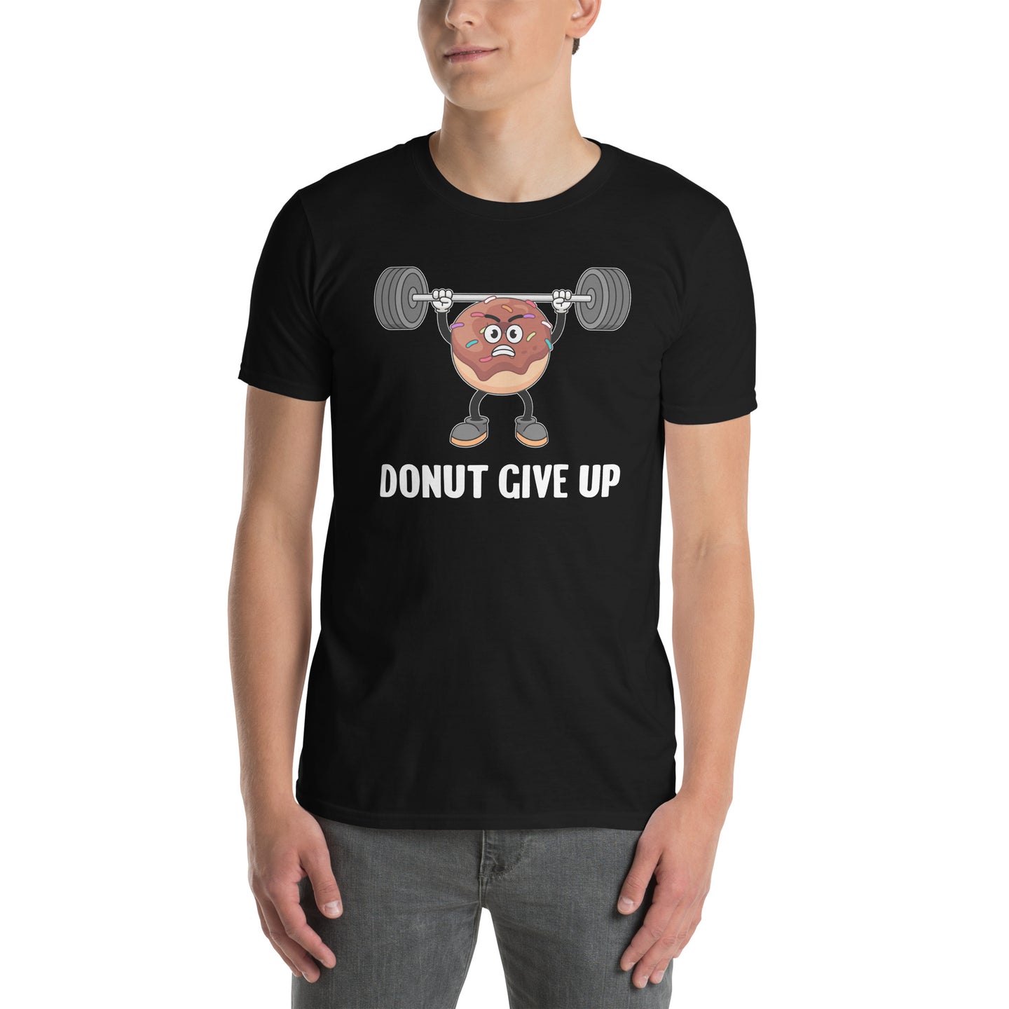 Funny Donut Give Up Weightlifting & Gym T-Shirt - Cuccico Design
