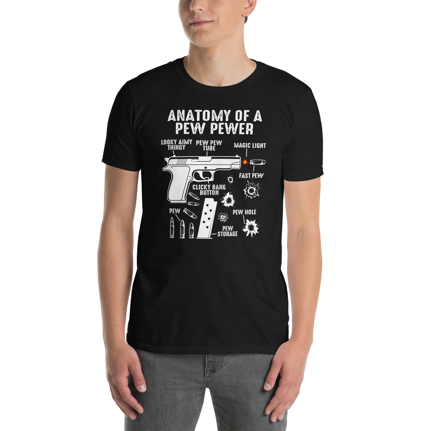 Funny Anatomy Of A Pew Pewer T-Shirt - Gun Owner Gift - Cuccico Design