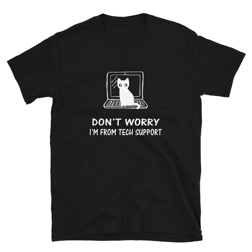 Funny Cat Tech Support T-Shirt | IT Humor Graphic Tee - Cuccico Design