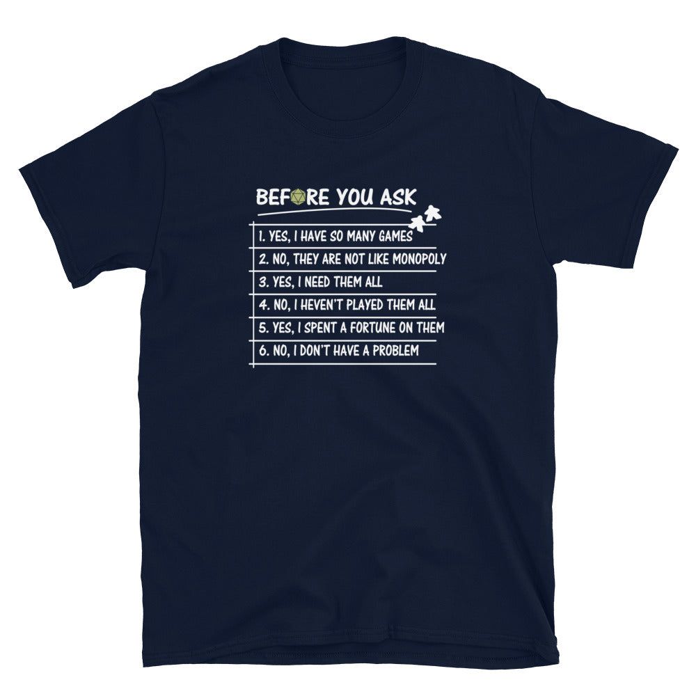 Funny Board Game T-Shirt - Yes I Have So Many Games - Cuccico Design