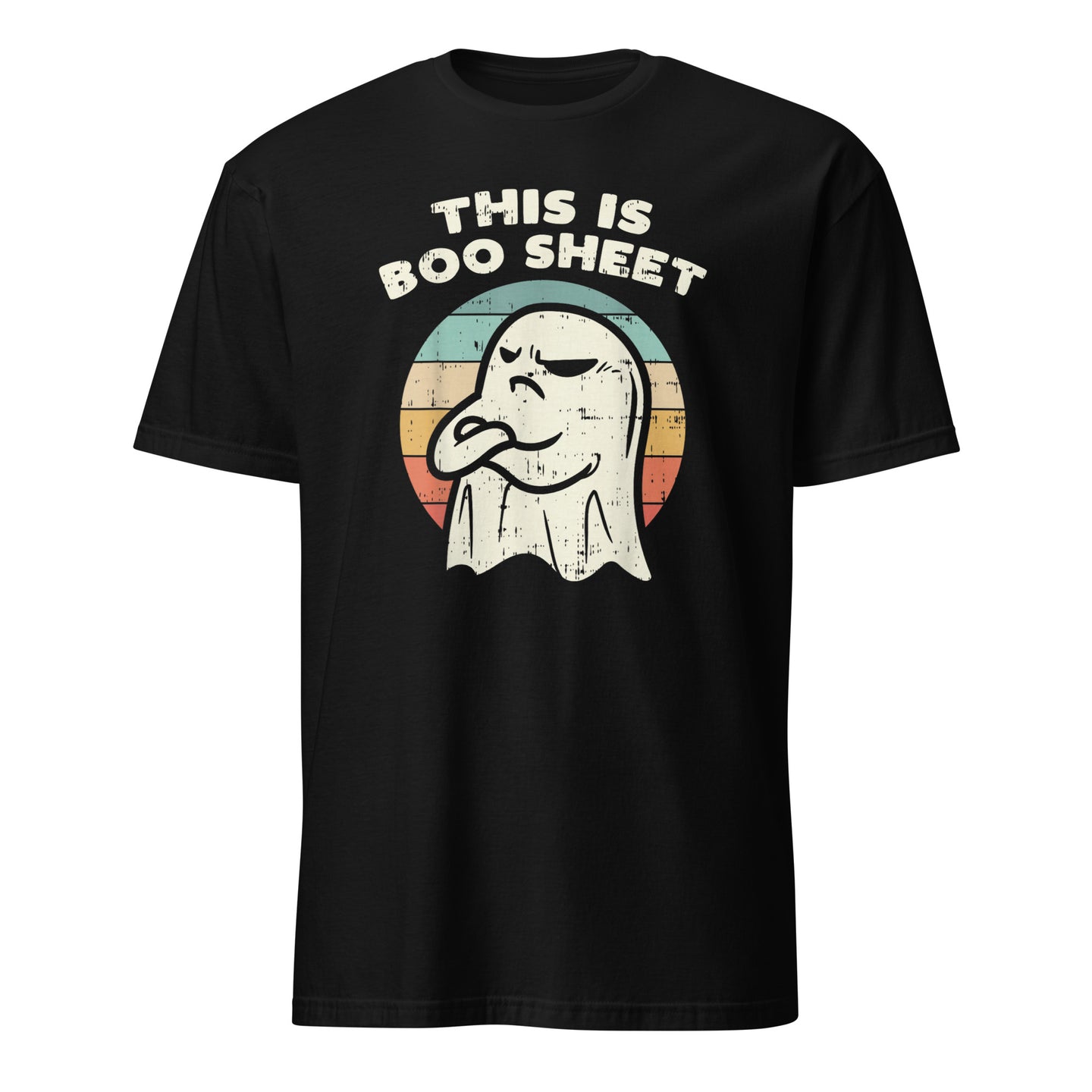 Cuccico Boo Sheet Ghost Retro Funny Halloween T-Shirt in Black