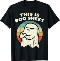 Cuccico Boo Sheet Ghost Retro Funny Halloween T-Shirt in Black