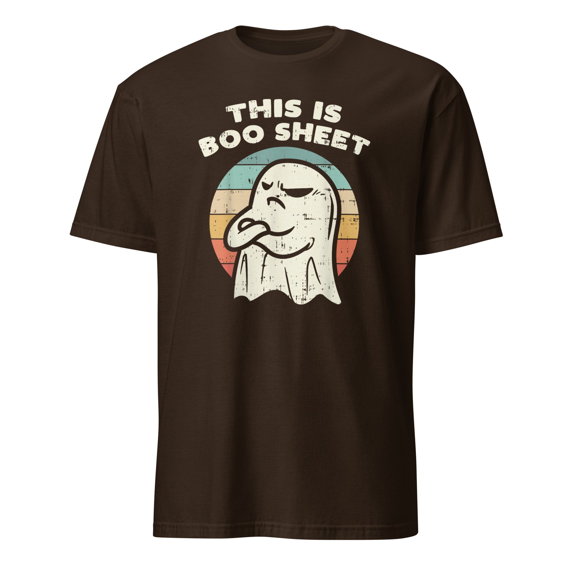 Cuccico Boo Sheet Ghost Retro Funny Halloween T-Shirt in Dark Chocolate