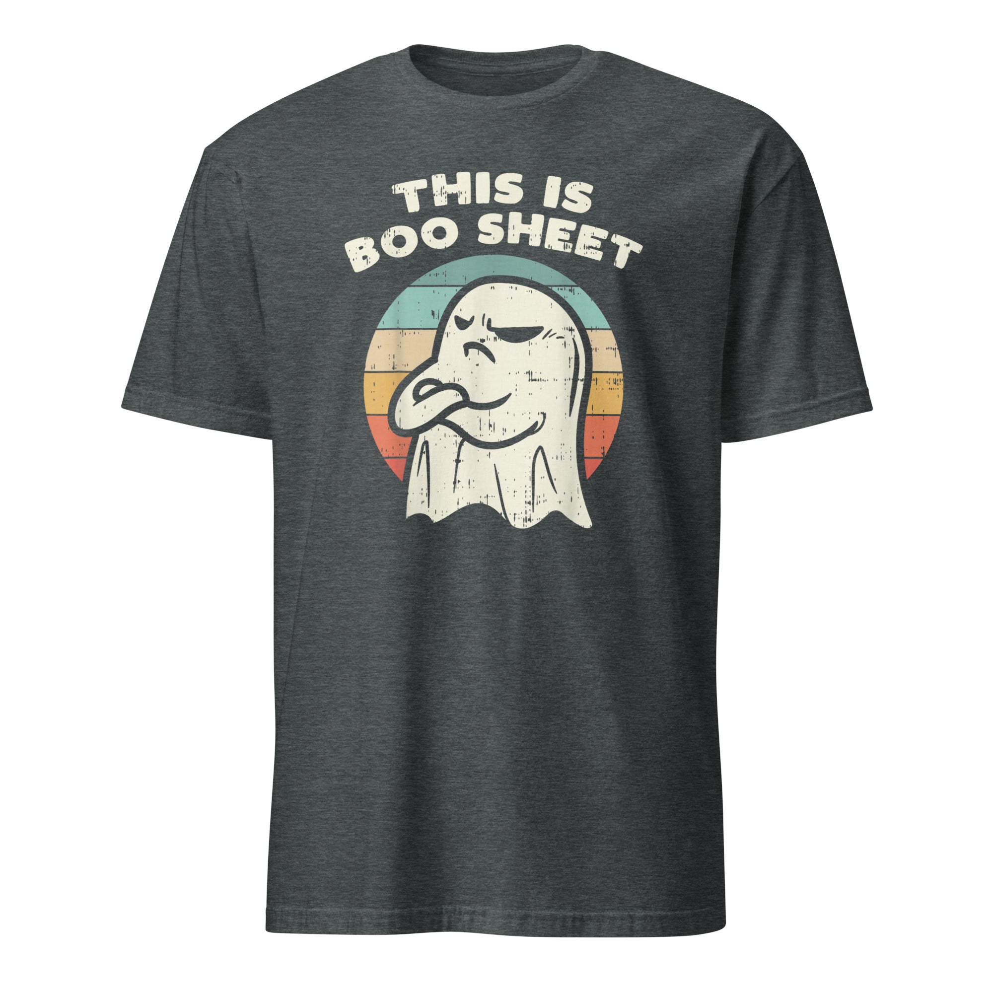 Cuccico Boo Sheet Ghost Retro Funny Halloween T-Shirt in Dark Heather