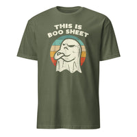 Cuccico Boo Sheet Ghost Retro Funny Halloween T-Shirt in Military Green