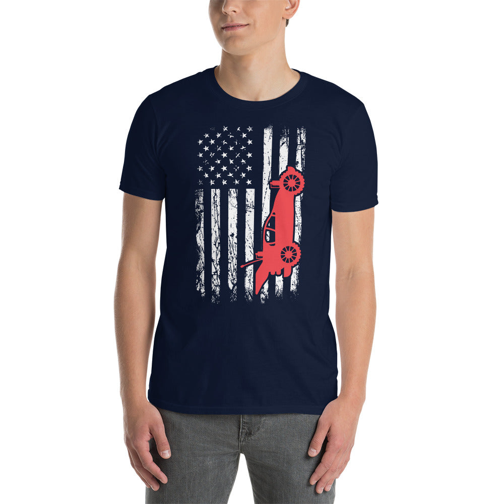 Distressed RC Car American Flag Racing T-Shirt | Patriotic Tee - Cuccico Design