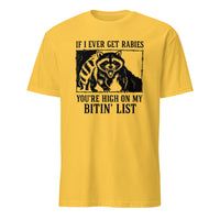 Cuccico If I Ever Get Rabies You’re High On My Bitin’ List Funny Raccoon Shirt in Daisy yellow