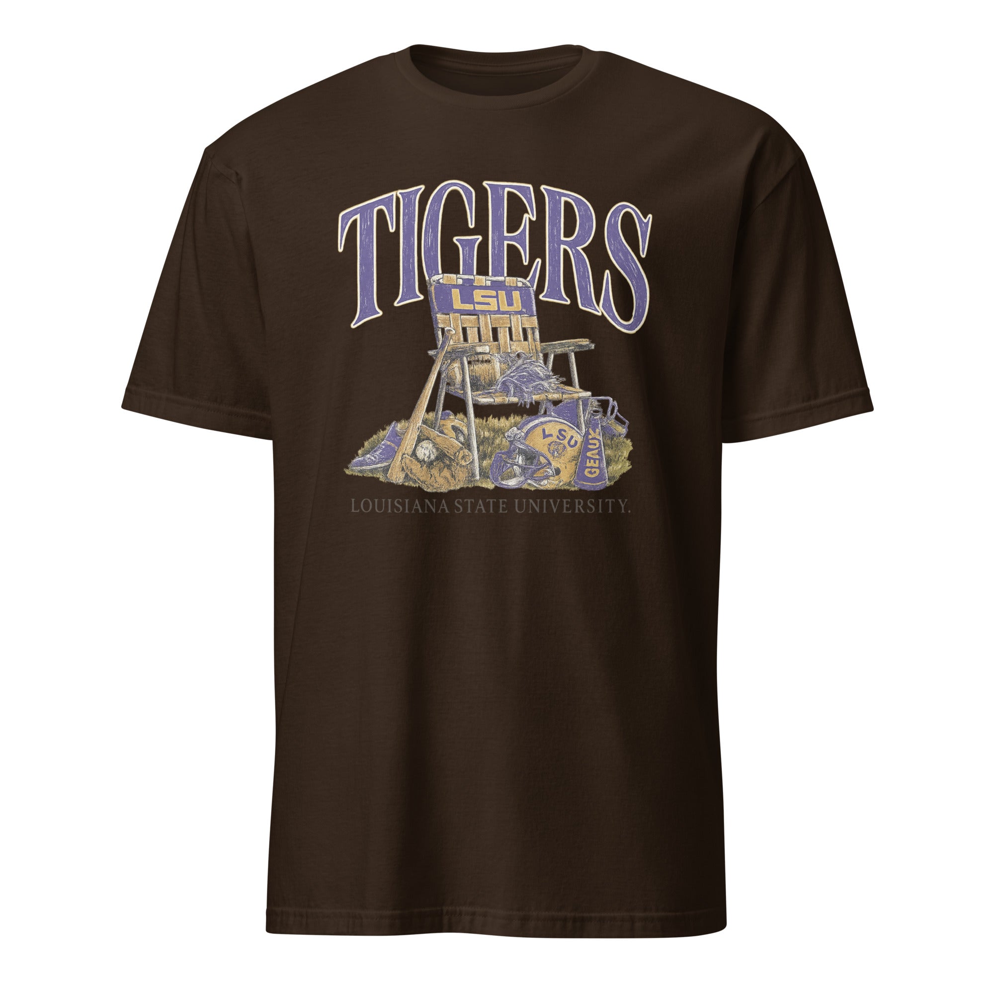 Cuccico LSU Tigers Performance Lawn Sports T-Shirt in Dark Chocolate