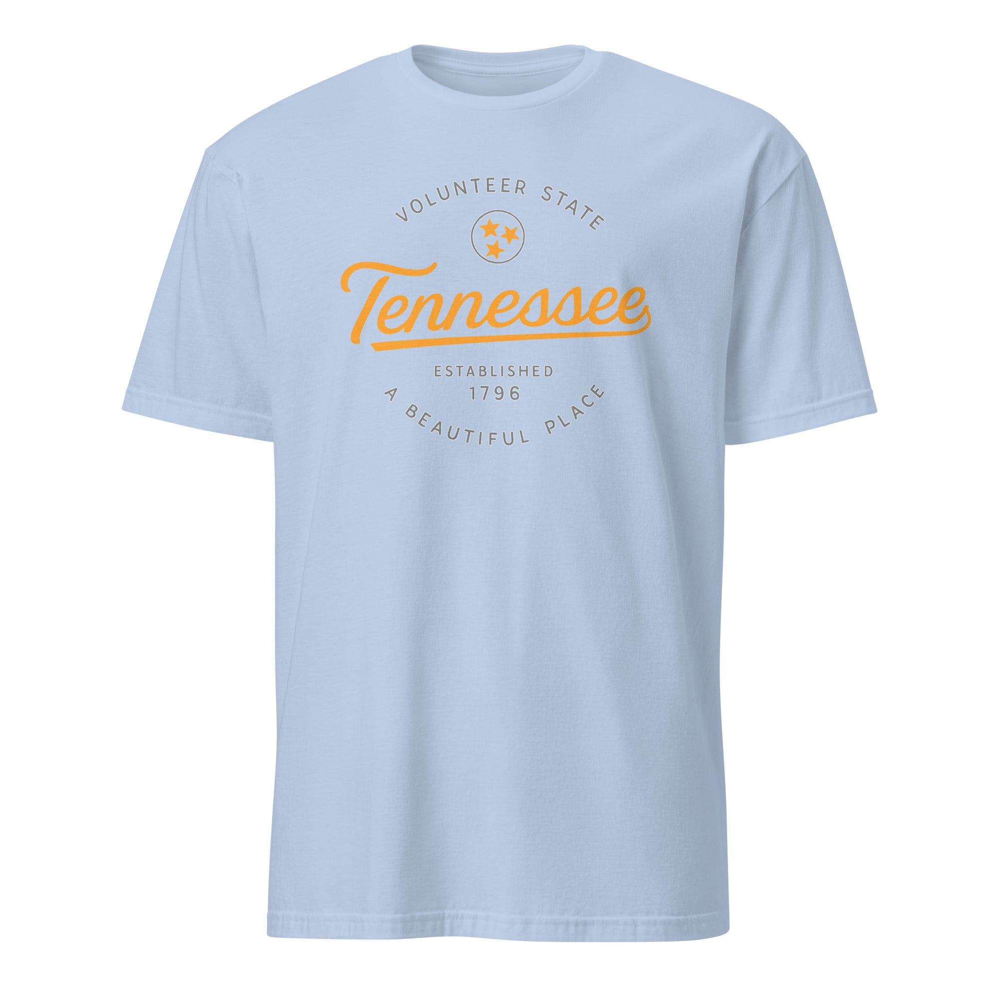 Light blue Tennessee Shirt with Tri Star emblem – Cuccico Volunteers Tee