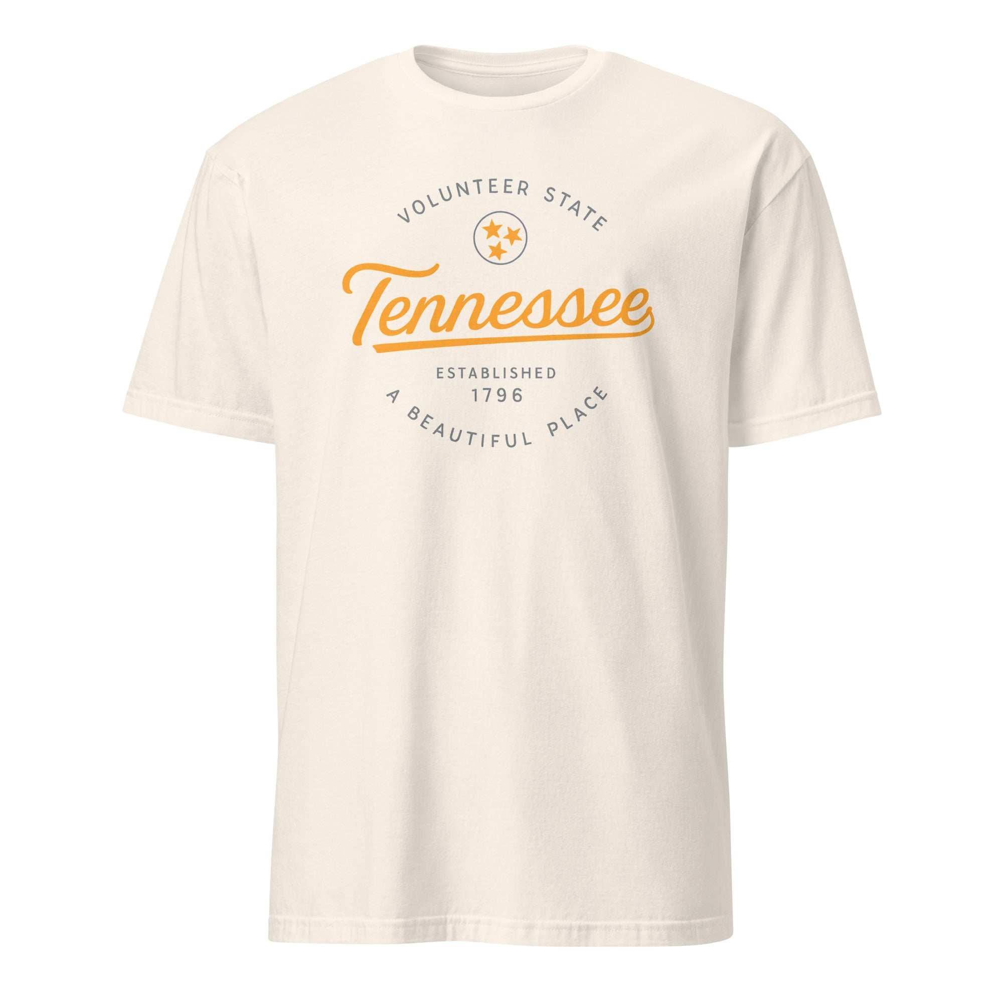 Natural color Tennessee Shirt with Tri Star emblem – Cuccico Volunteers Tee
