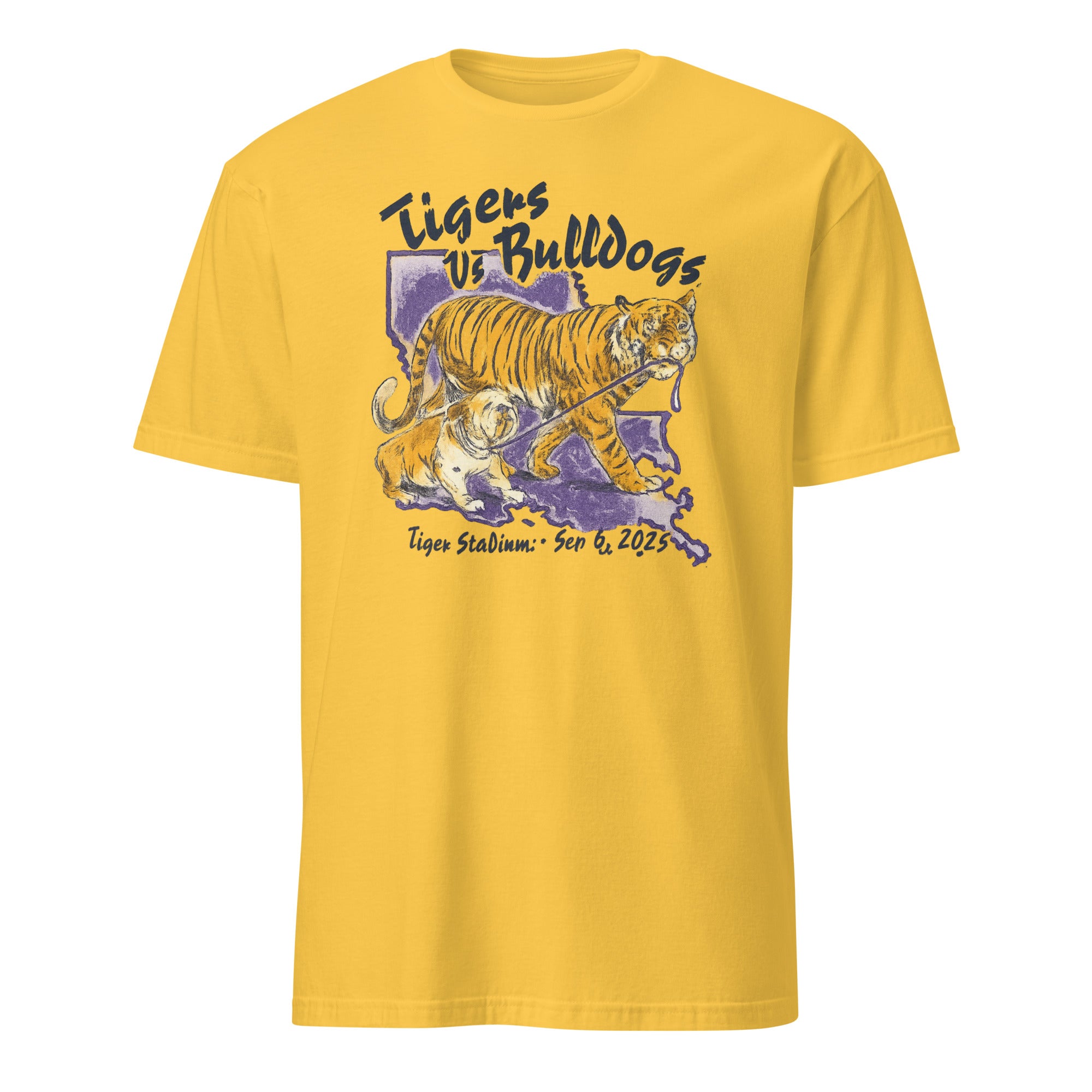 Cuccico Tigers vs Bulldogs Tiger Stadium Sep 6 2025 T-Shirt in Daisy