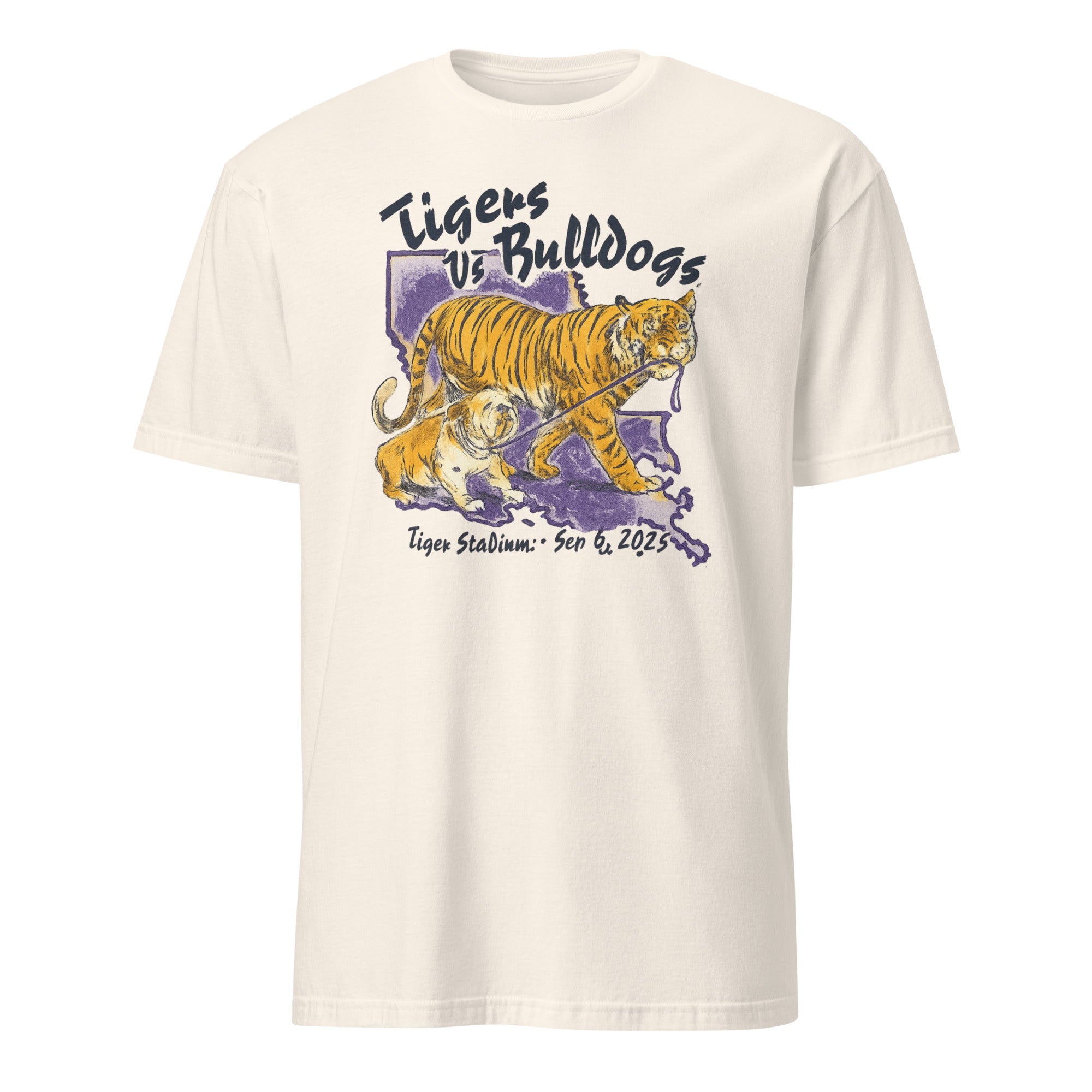 Cuccico Tigers vs Bulldogs Tiger Stadium Sep 6 2025 T-Shirt in Natural