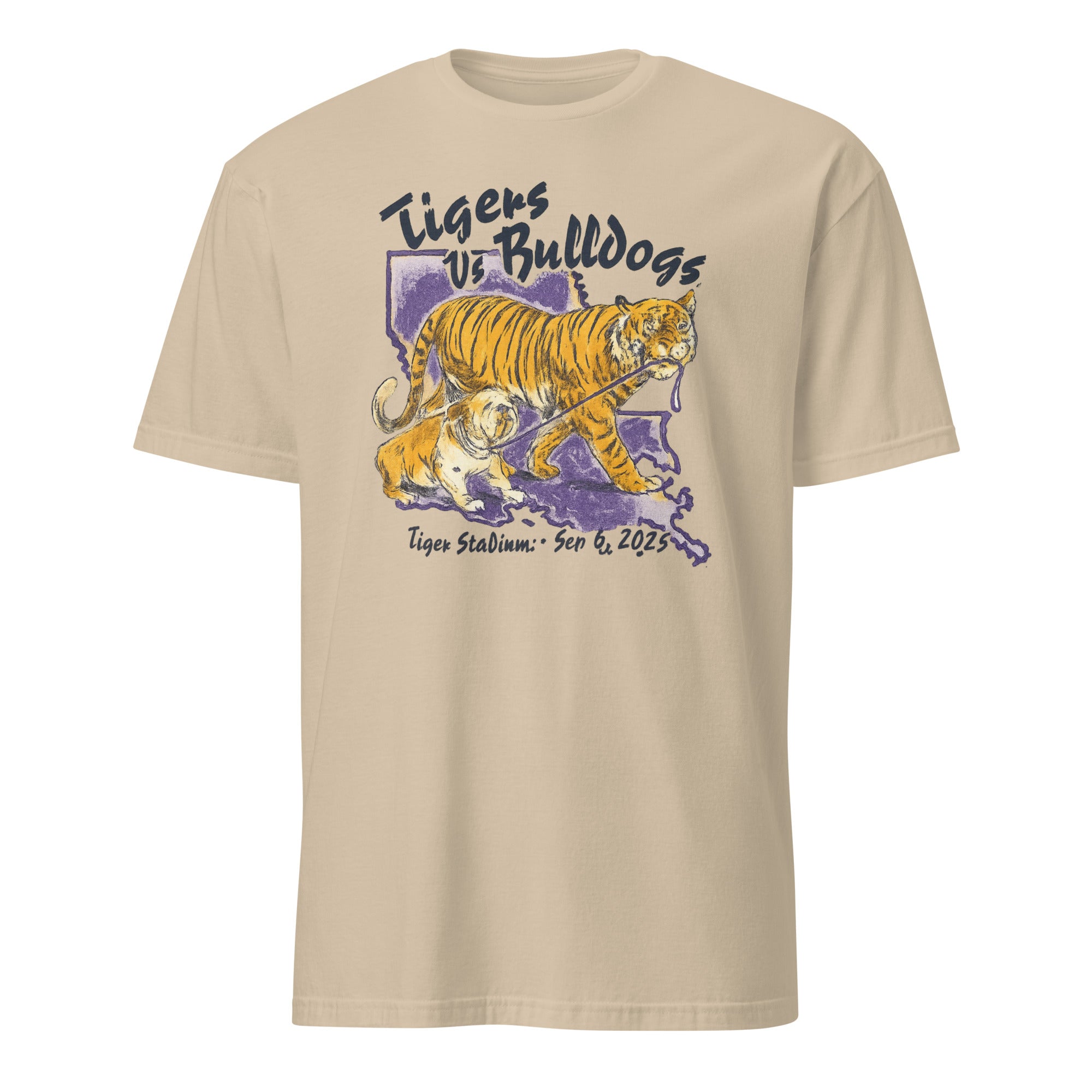 Cuccico Tigers vs Bulldogs Tiger Stadium Sep 6 2025 T-Shirt in Sand