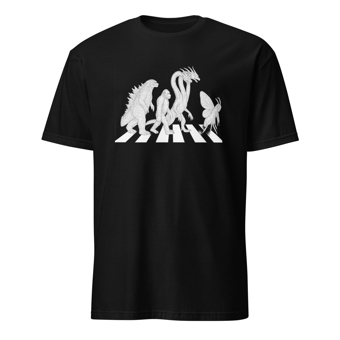 Cuccico Vintage Godzilla Abbey Road parody kaiju mashup T-shirt in black