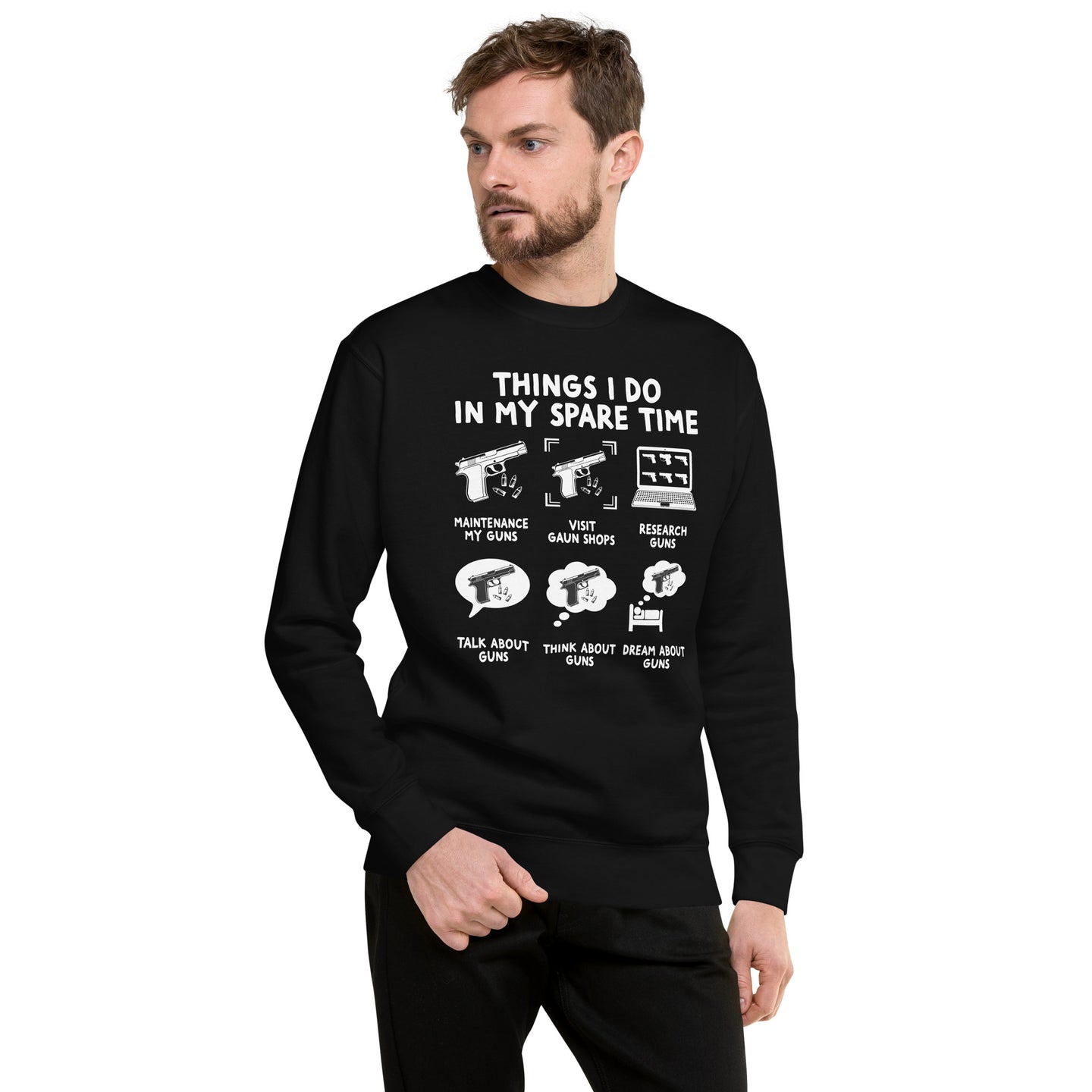 Funny Gun Enthusiast Sweatshirt - Things I Do In My Spare Time - Cuccico Design
