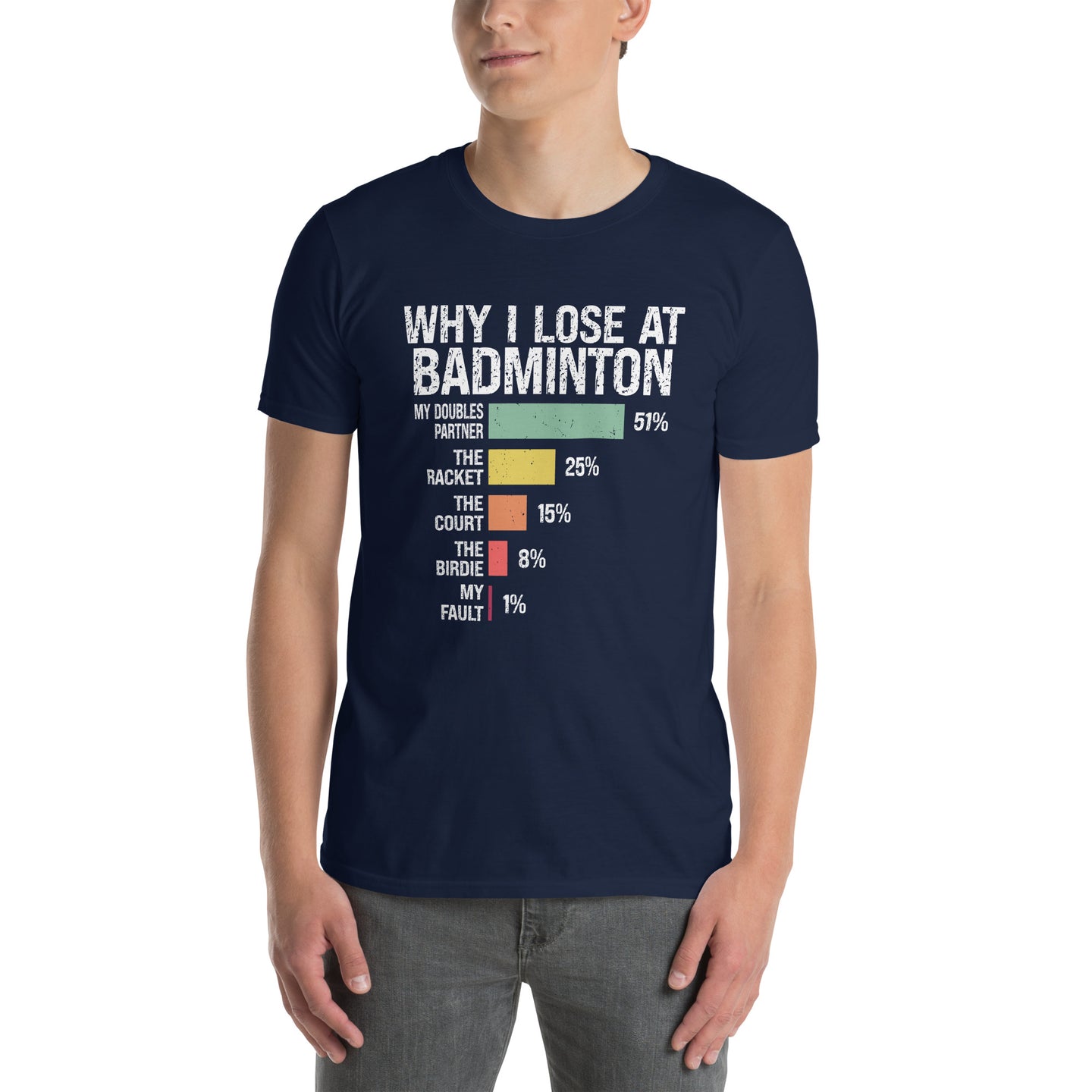 Unisex Funny Badminton T-Shirt - Why I Lose - Cuccico Design