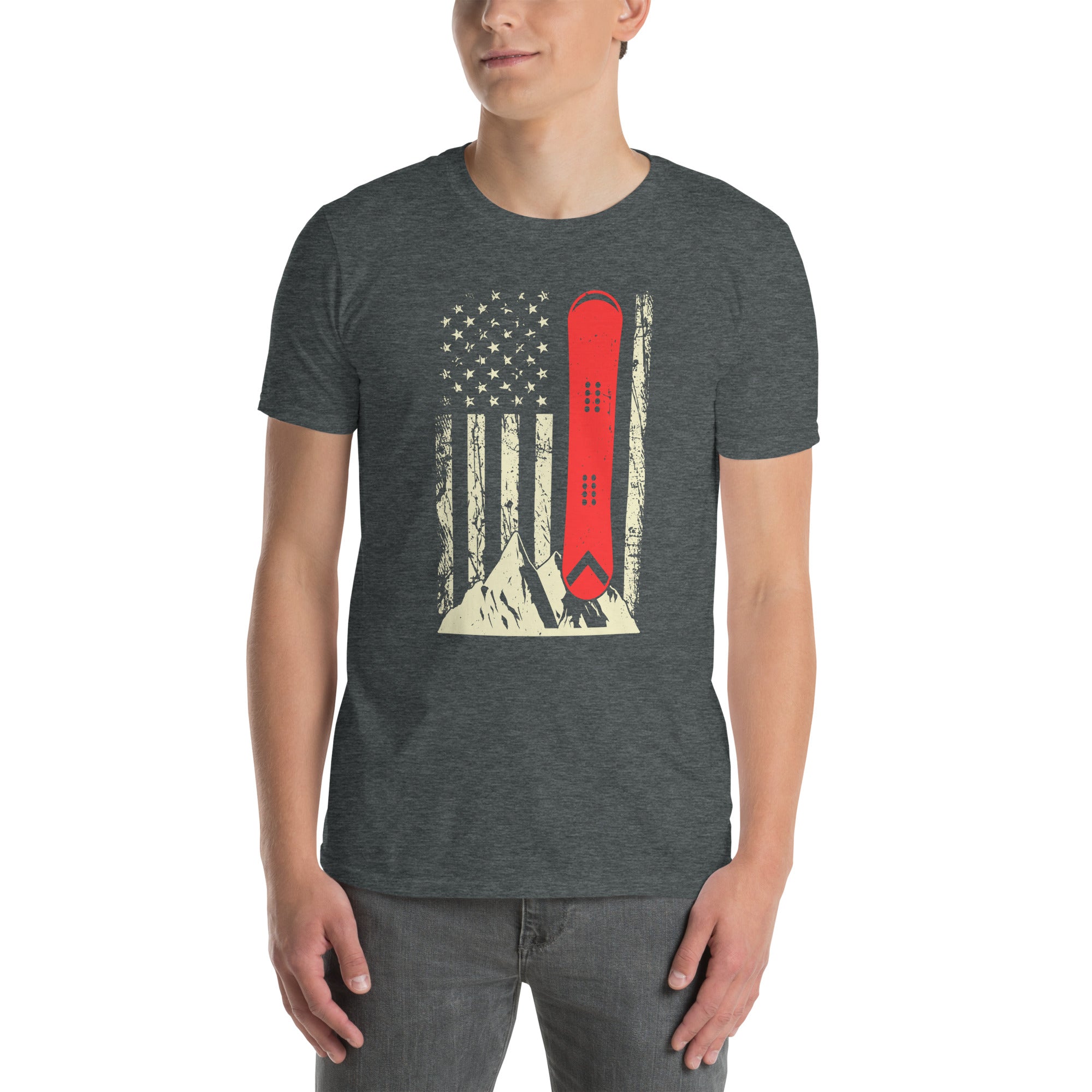 Snowboarding American Flag T-Shirt | Unisex Snowboard Tee - Cuccico Design