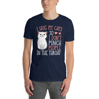 Funny Cat Shirt: I Hug My Cat So I Don't Punch People Tee - Cuccico Design