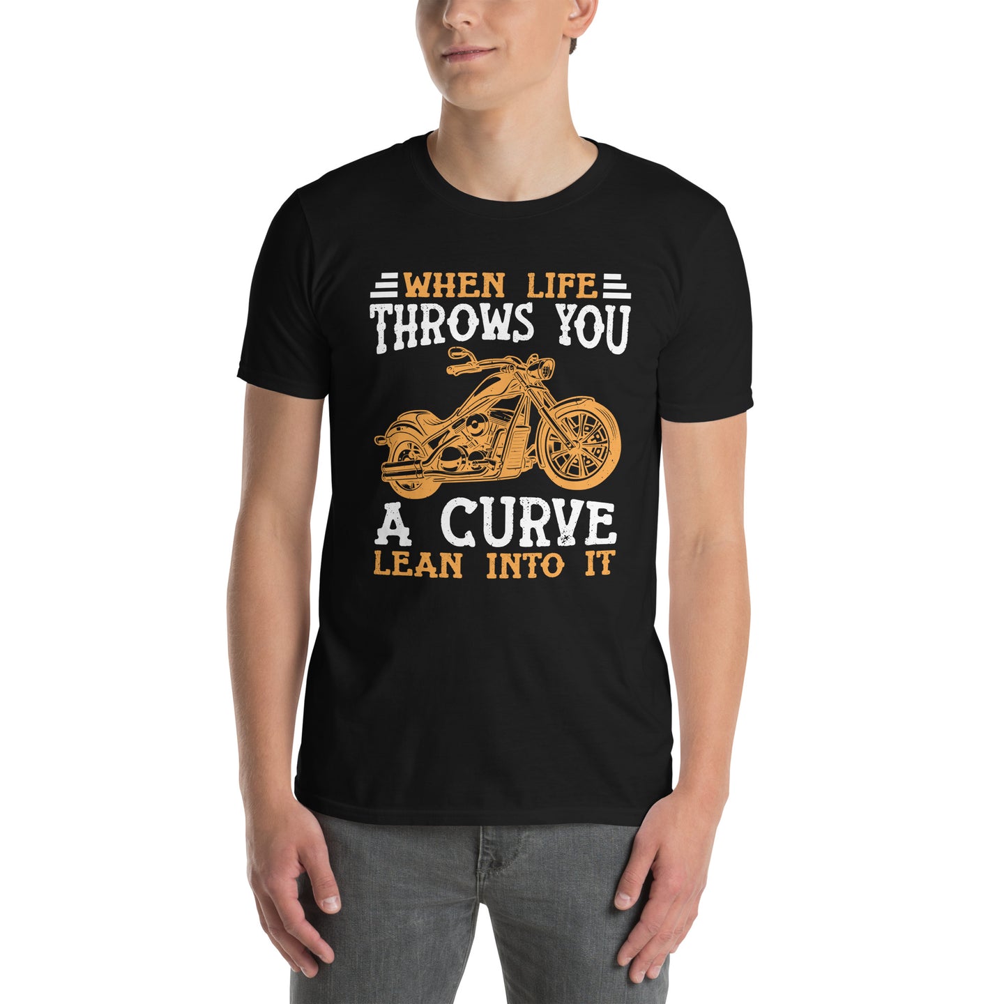 Funny Motorcycle T-Shirt - When Life Throws You A Curve Lean Into It - Cuccico Design