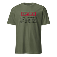 Military green Cuccico fragile shirt for college drop-off