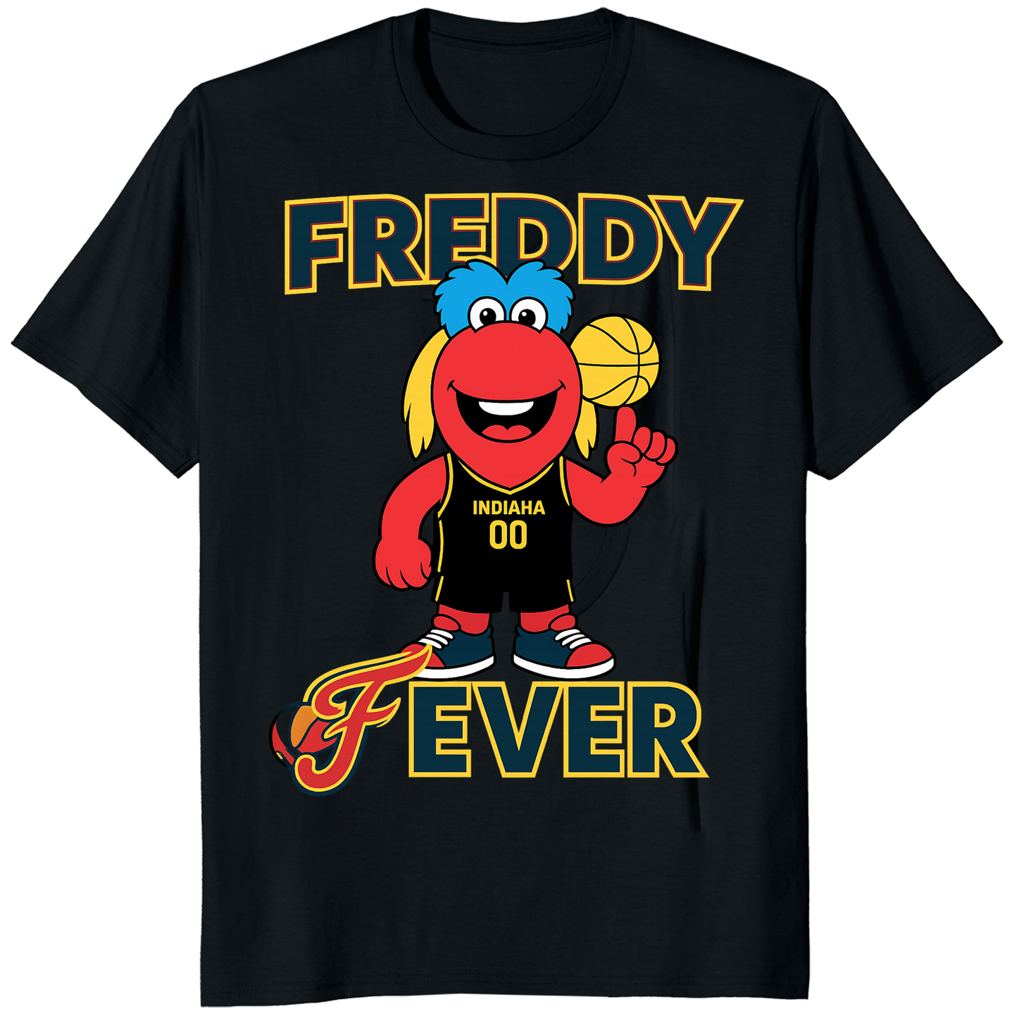 Freddy Fever Kids Tee in black – Indiana Fever youth WNBA mascot shirt