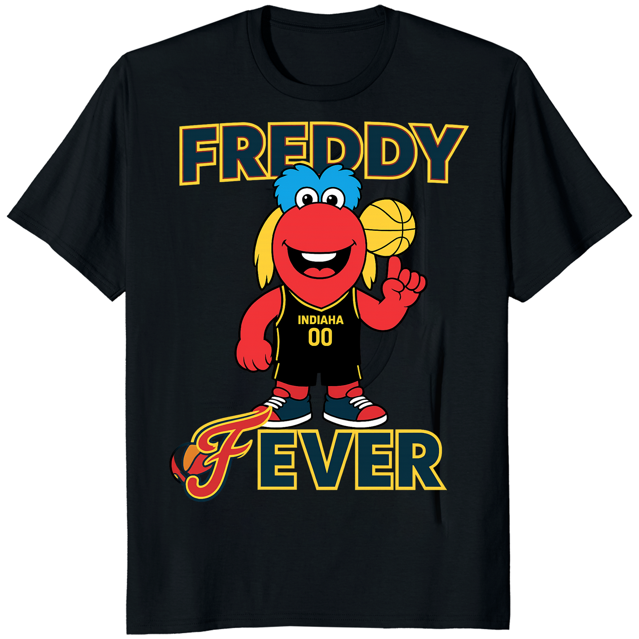 Freddy Fever Kids Tee in black – Indiana Fever youth WNBA mascot shirt