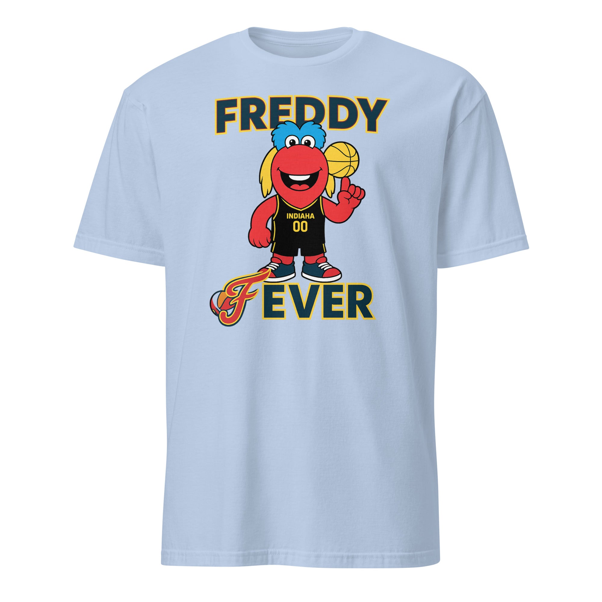 Freddy Fever Kids Tee in light blue – Indiana Fever youth WNBA mascot shirt