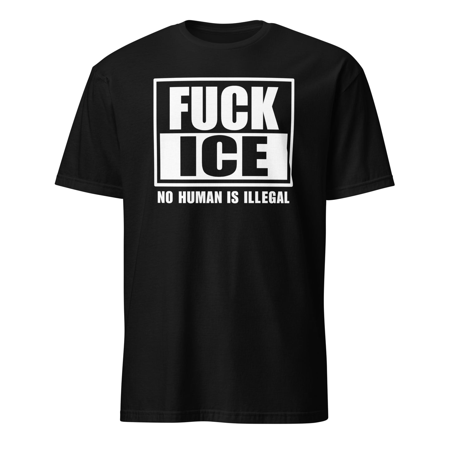 Black Fuck ICE Shirt by Cuccico with No Human Is Illegal and Anti ICE protest design