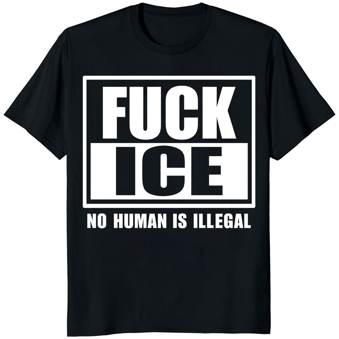 Black Fuck ICE Shirt by Cuccico with No Human Is Illegal and Anti ICE protest design