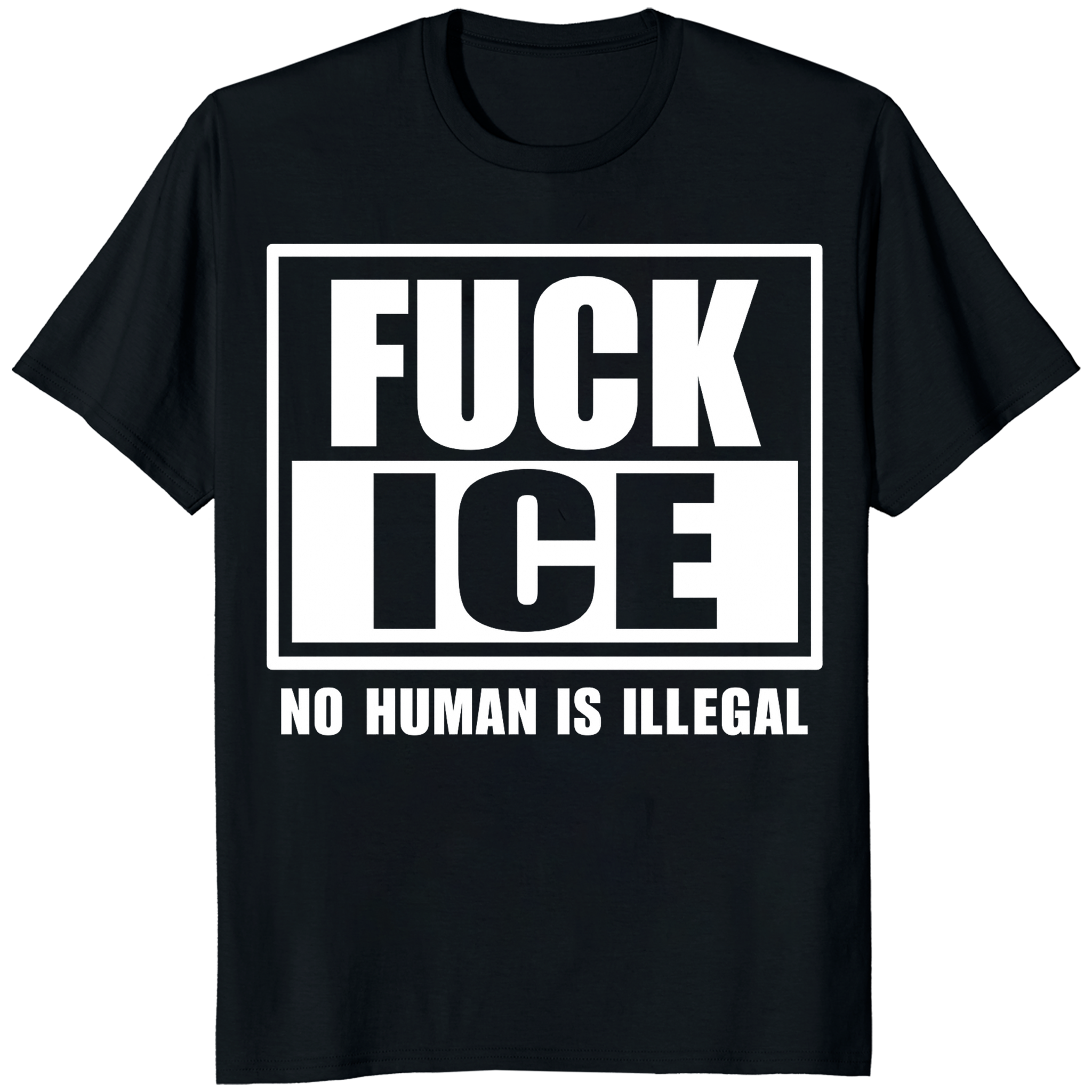 Black Fuck ICE Shirt by Cuccico with No Human Is Illegal and Anti ICE protest design