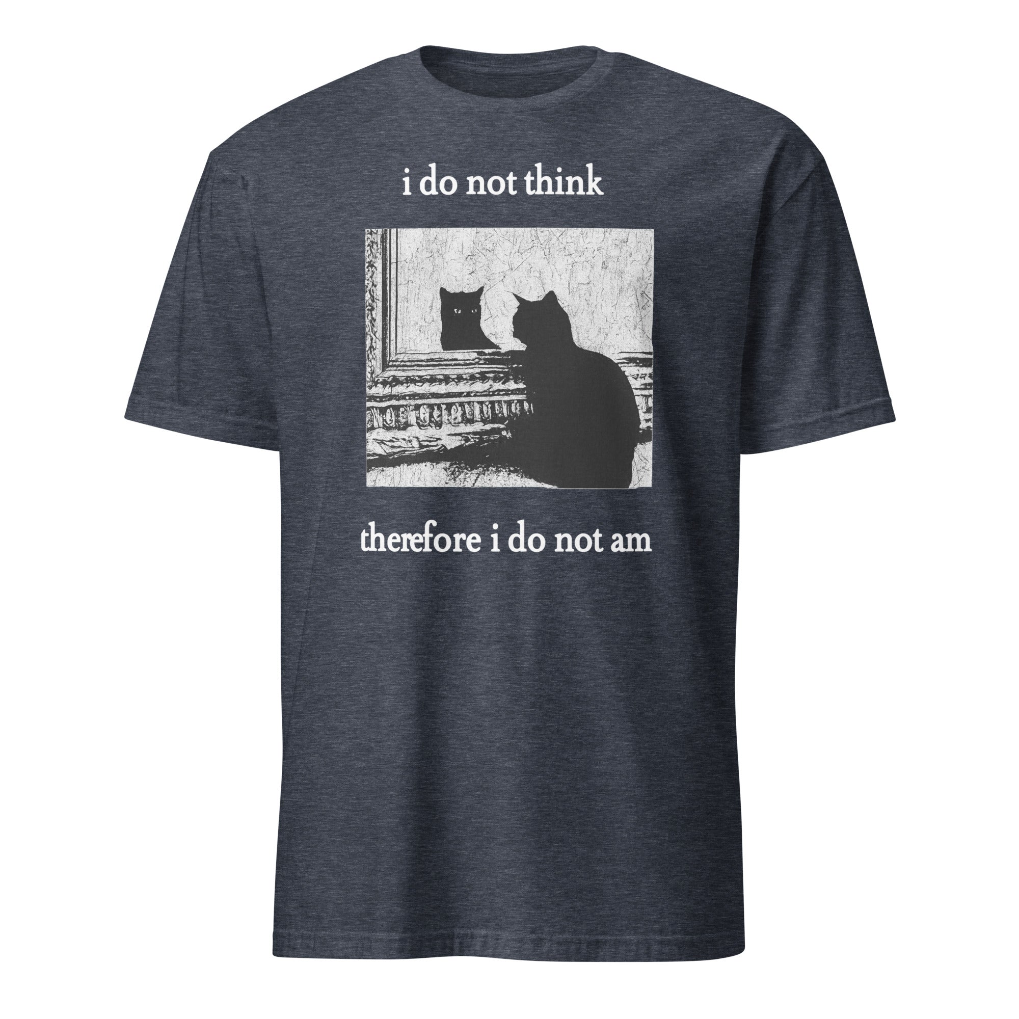 Funny Goth Cat Shirt featuring Grunge Cat Humor design by Cuccico in heather navy