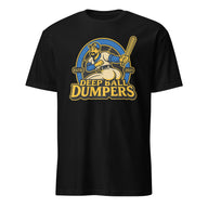 Funny retro baseball mascot t shirt Deep Ball Dumpers design in black