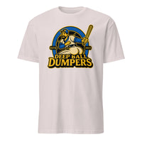 Funny retro baseball mascot t shirt Deep Ball Dumpers design in ice grey