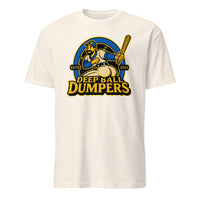 Funny retro baseball mascot t shirt Deep Ball Dumpers design in natural