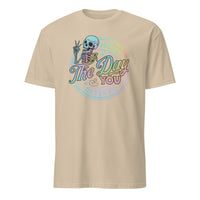 Have The Day You Deserve Shirt in Sand – Kindness & Motivational Skeleton Tee by Cuccico