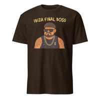Ibiza Final Boss Funny Meme Party T-Shirt in Dark Chocolate